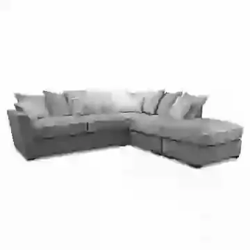 Stylish Fabric Right Hand Facing Corner Sofa with Stool (Scatter Back)